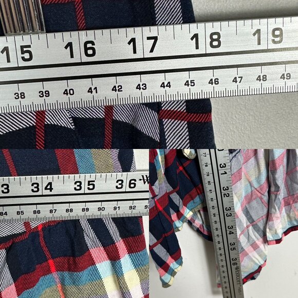 Torrid Plaid Maxi Skirt Womens Size 1X Hanky Hem Challis Blue Red Elastic Waist‎ - Picture 12 of 14